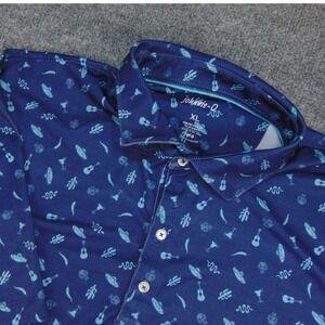 johnnie-O Polo Shirt‎ Mens XL Performance Navy Blue Fiesta Print Golf Casual Tee